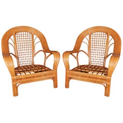 1970s Pair of Bamboo Sofa Chairs