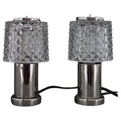 1970s Pair of Bedside Table Glass Lamps by Kamenicky Senov, Czechoslovakia