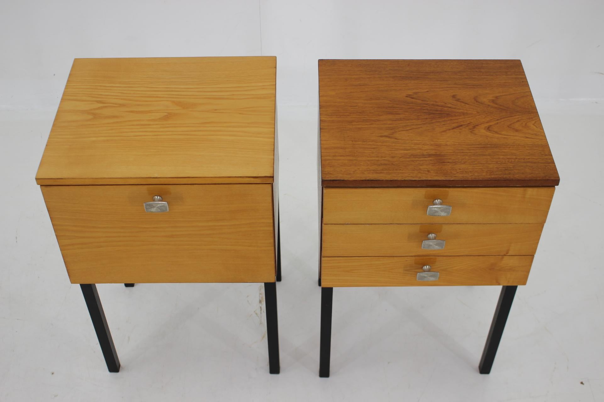 Mid-Century Modern 1970s Pair of  Bedside Tables by UP Zavody, Czechoslovakia  For Sale