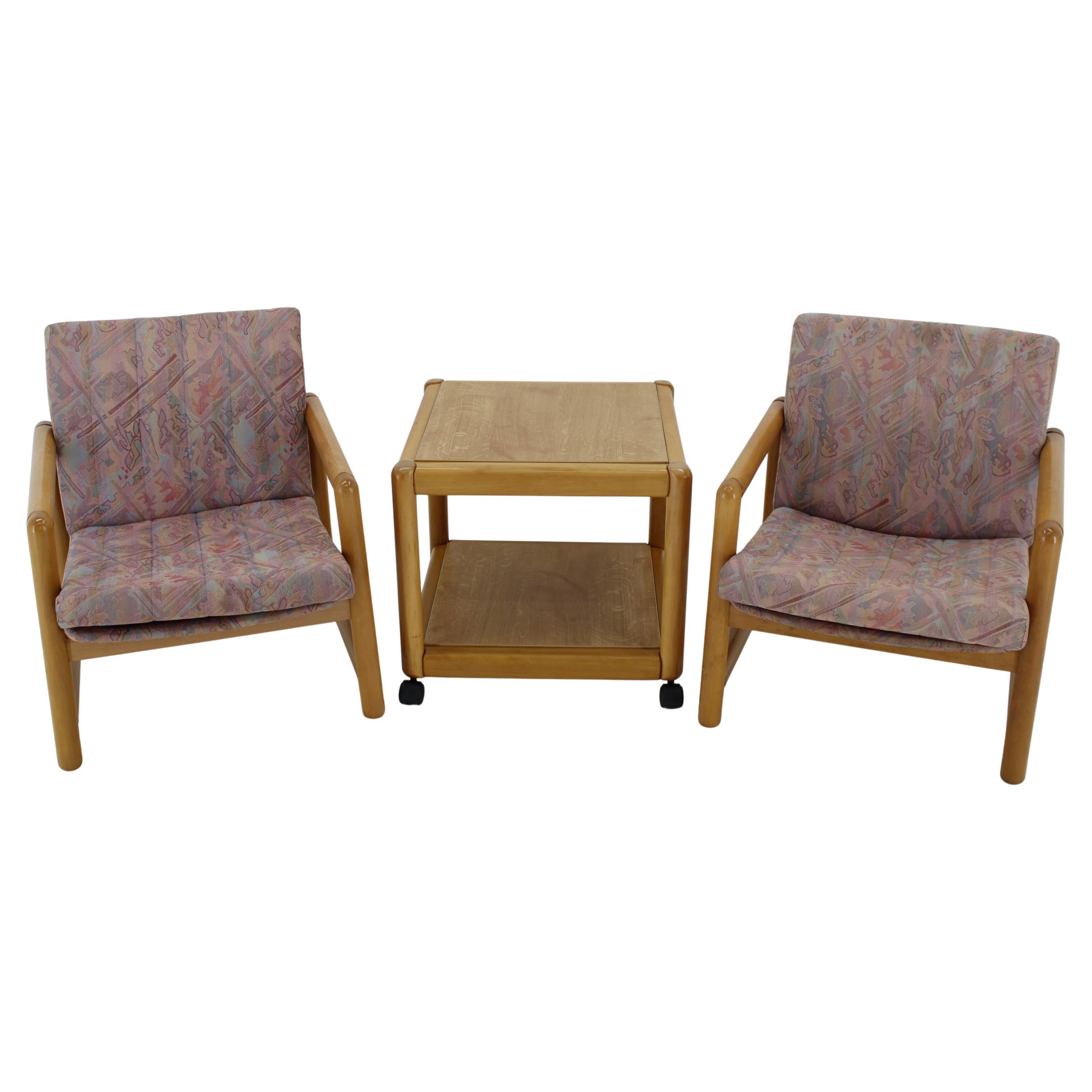 1970er Jahre Paar Sessel aus Buche und Couchtisch  TON, Tschechoslowakei
