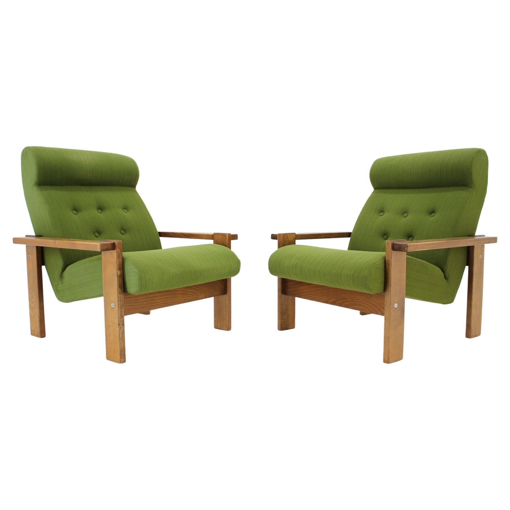 Paar Sessel aus Buchenholz, Tschechoslowakei, 1970er Jahre