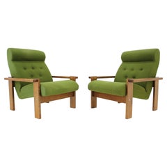 1970s Pair of Beech Armchairs, Czechoslovakia