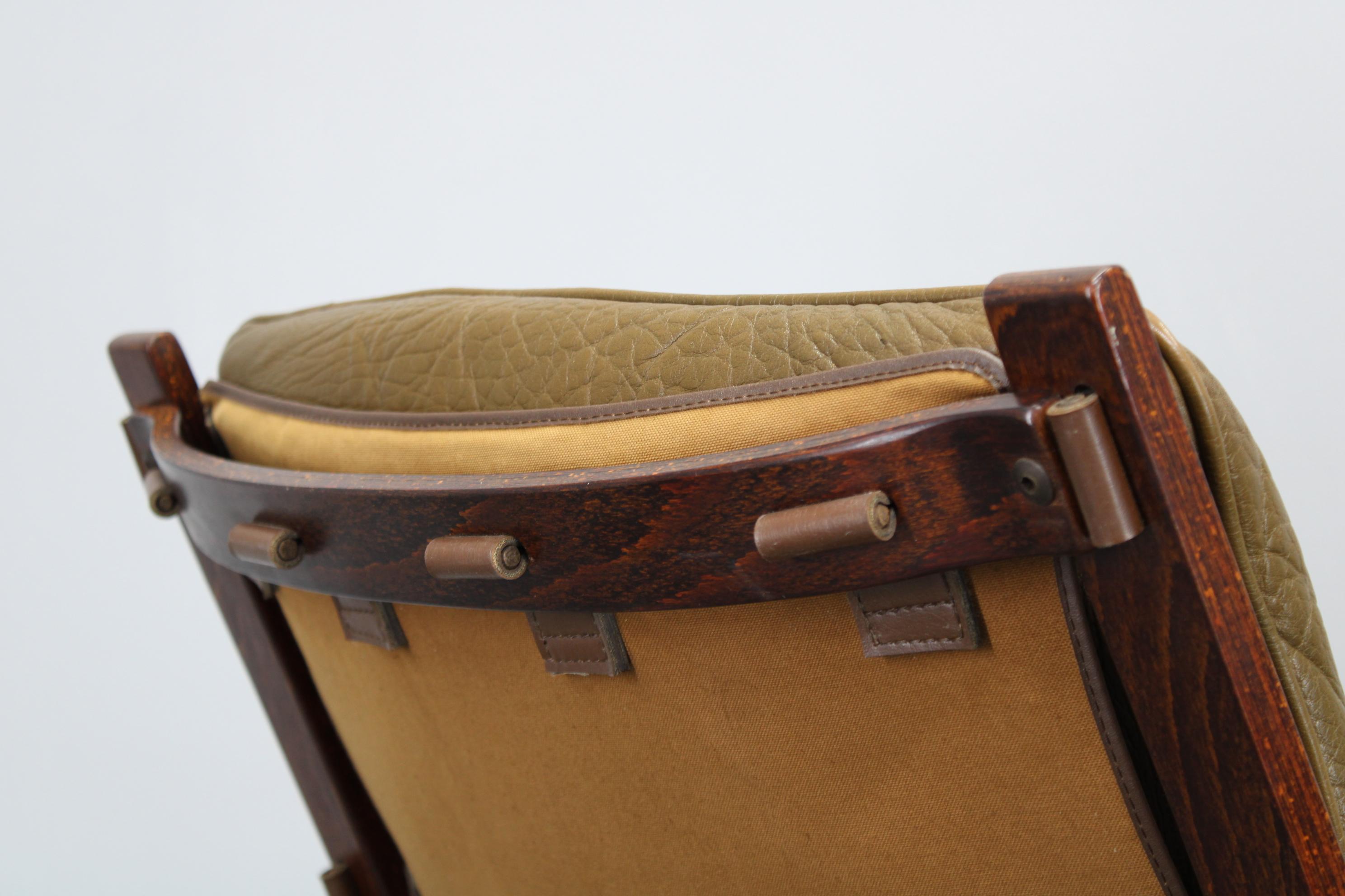 Paar Loungesessel aus Bugholz und Buffalo-Leder von Giske Carlsen für Klep, 1970er Jahre im Angebot 4