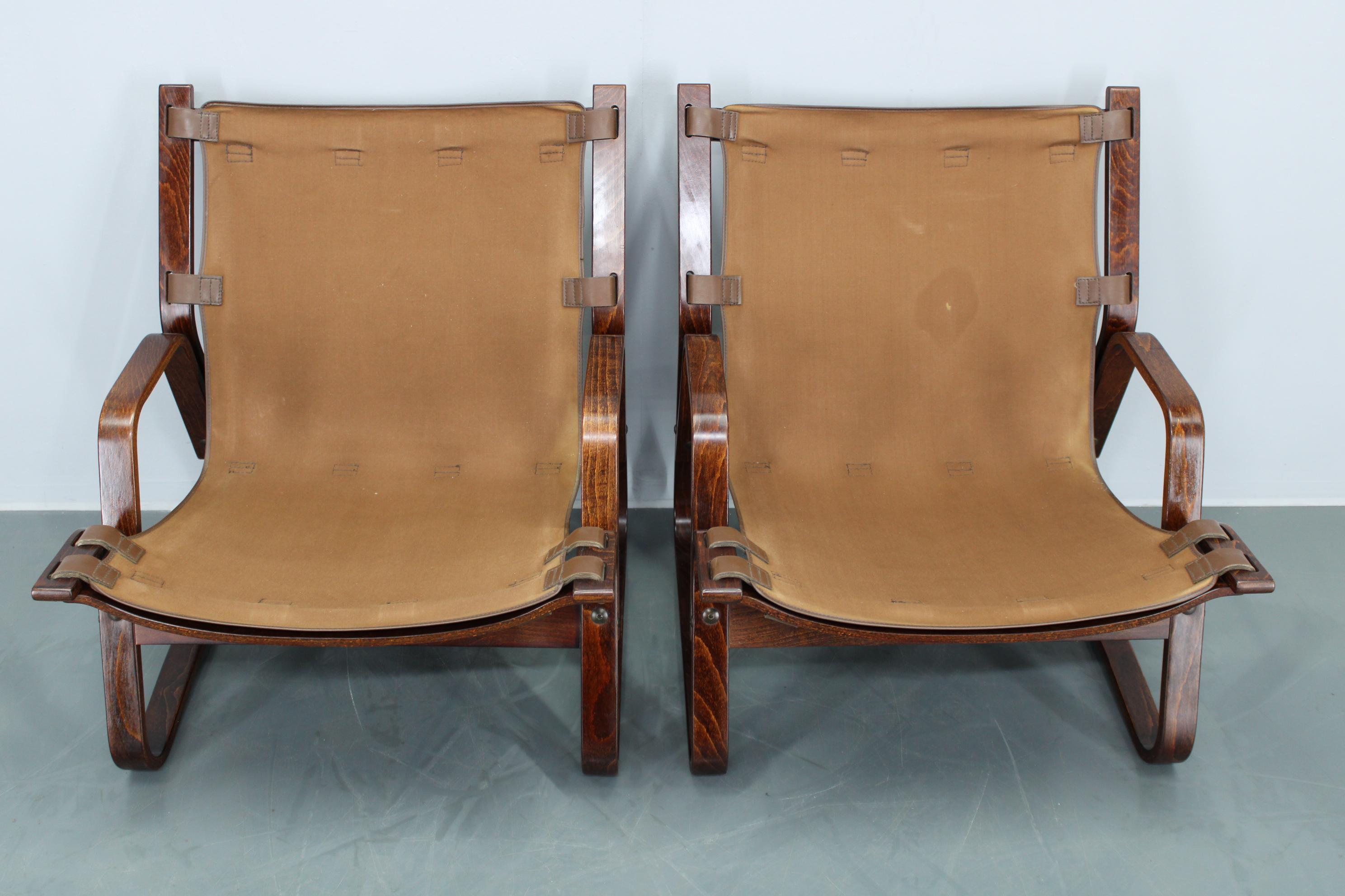 Paar Loungesessel aus Bugholz und Buffalo-Leder von Giske Carlsen für Klep, 1970er Jahre im Angebot 10