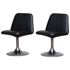 1970s Pair of Black "Vinga" Swivel / Slipper Chairs by Johanson Design Markaryd