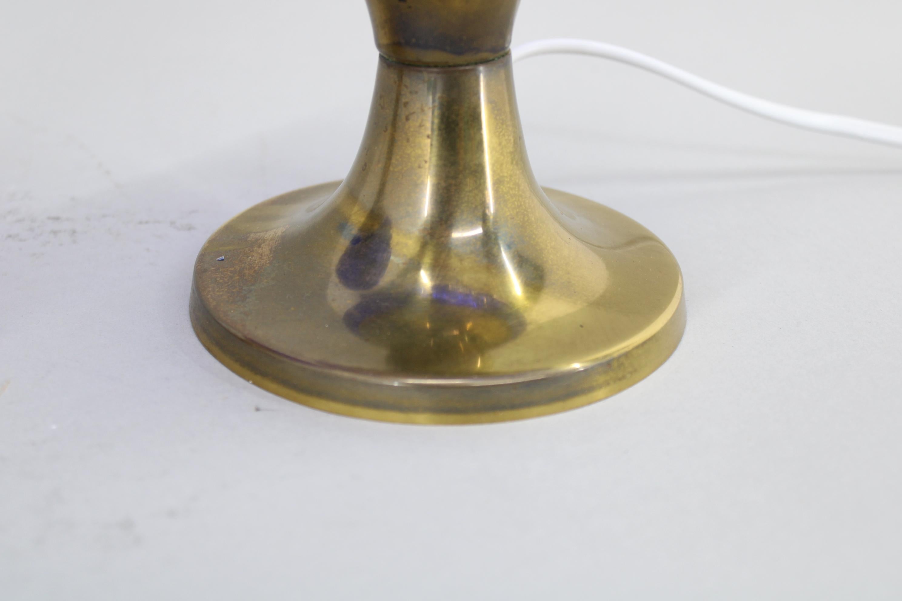 Late 20th Century 1970s Pair of Brass and Glass Table Lamps , Czechoslovakia For Sale