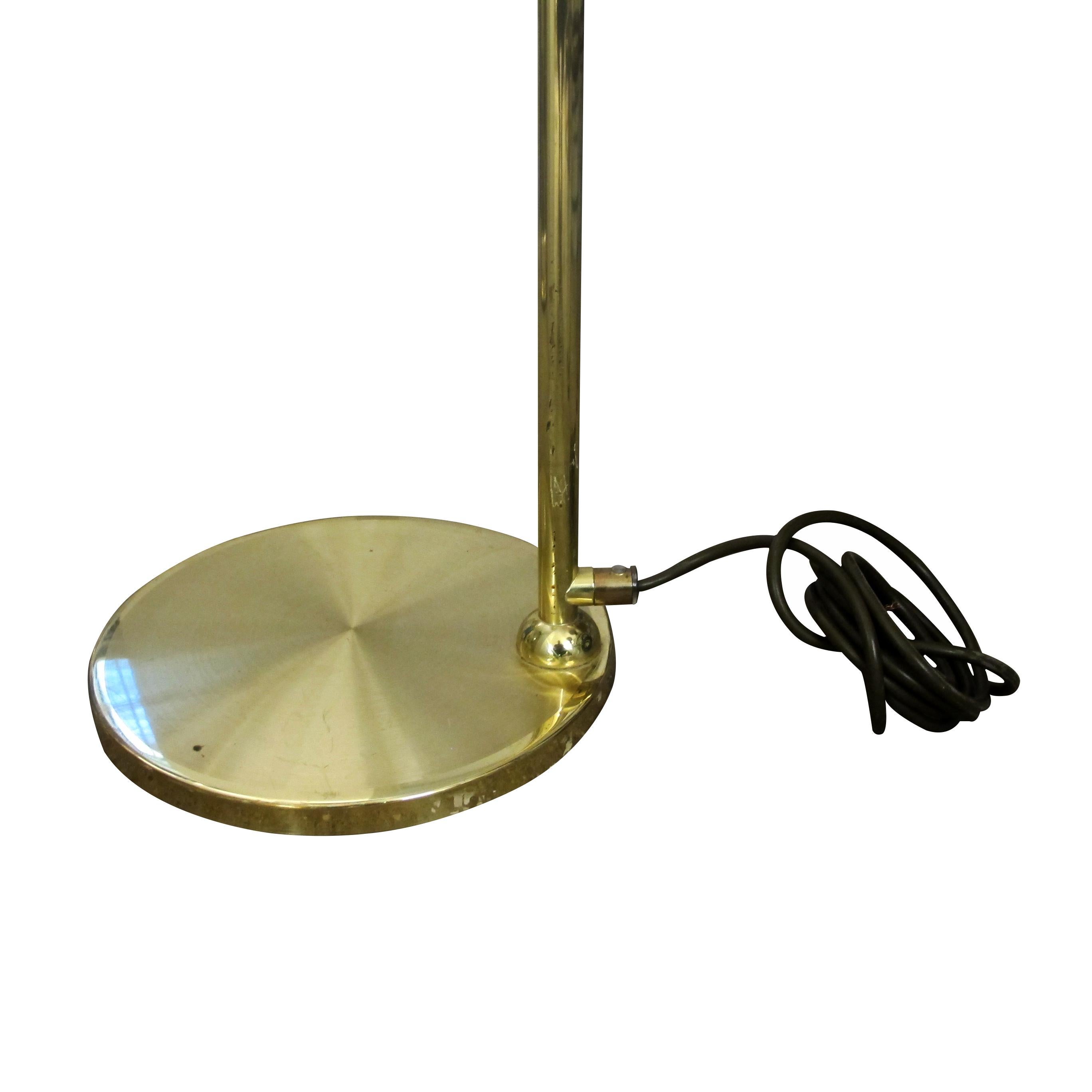 1970s Pair of Brass and Metal Bracket Floor Lamps White Shades, Swedish  For Sale 5