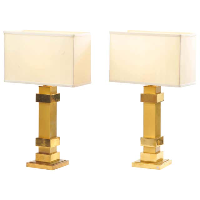 Brass Small Rectangular Lamp For Sale at 1stDibs
