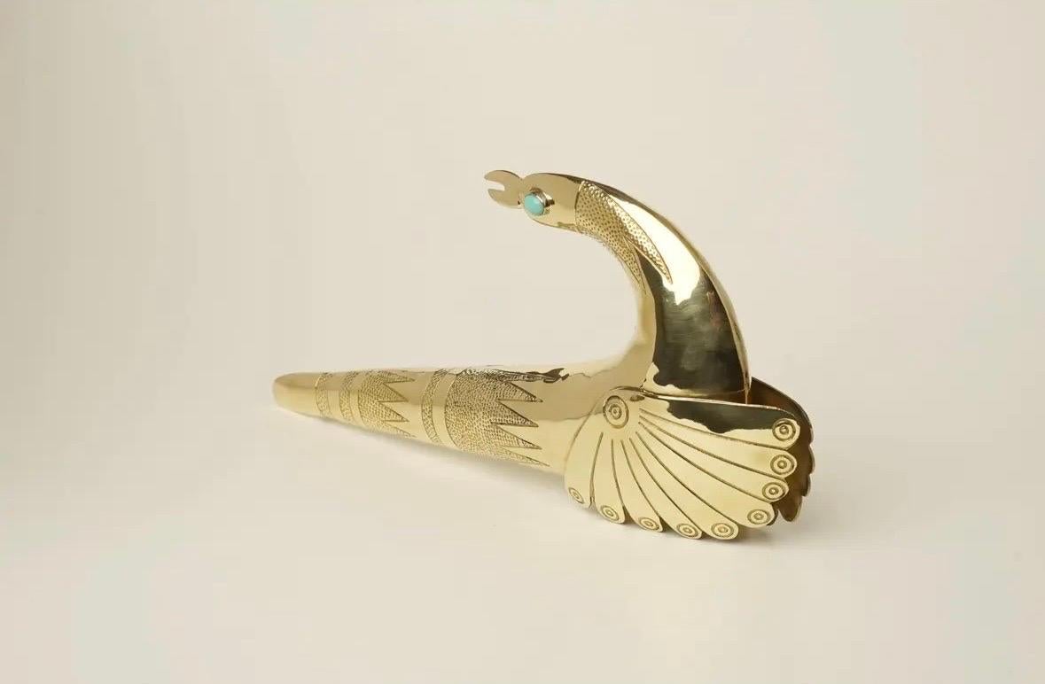 Mid-Century Modern 1970s Pair of Brass Dragon Bird Sculptures by Joaquin Tinta For Sale
