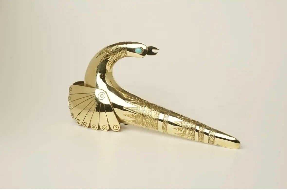 Ecuadorean 1970s Pair of Brass Dragon Bird Sculptures by Joaquin Tinta For Sale