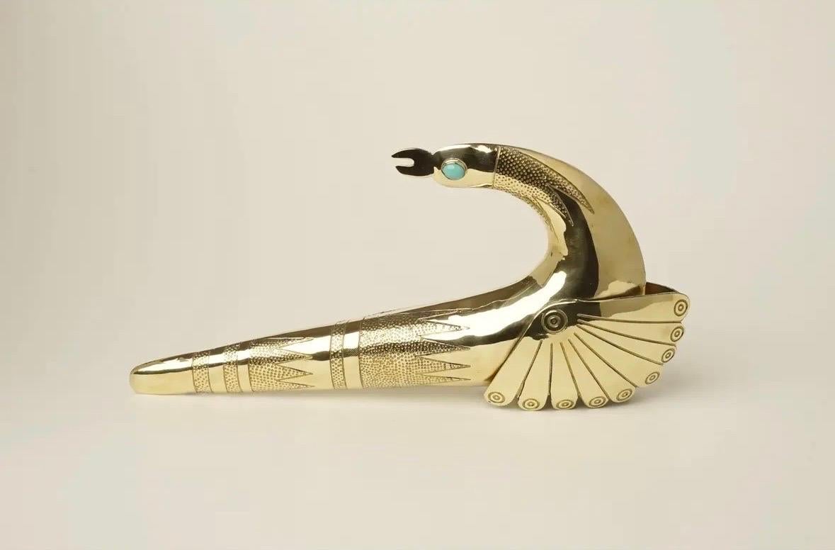 1970s Pair of Brass Dragon Bird Sculptures by Joaquin Tinta In Excellent Condition For Sale In Southampton, NJ