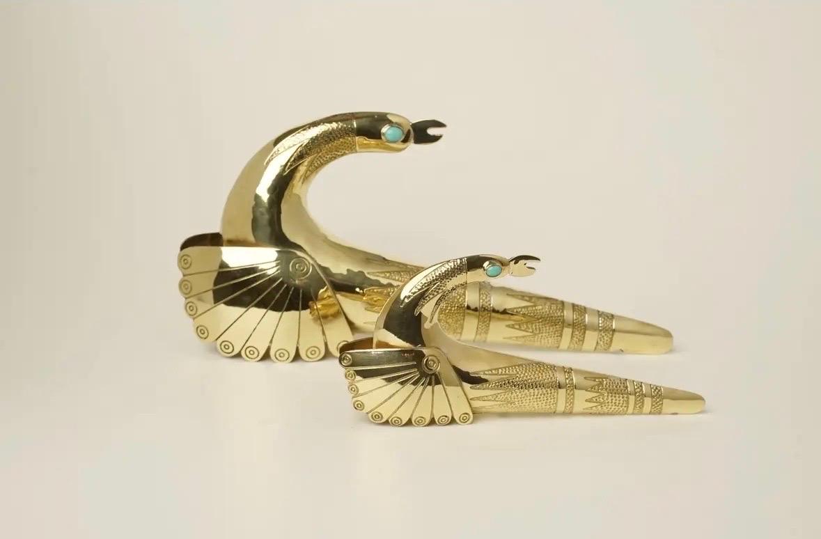 Late 20th Century 1970s Pair of Brass Dragon Bird Sculptures by Joaquin Tinta For Sale