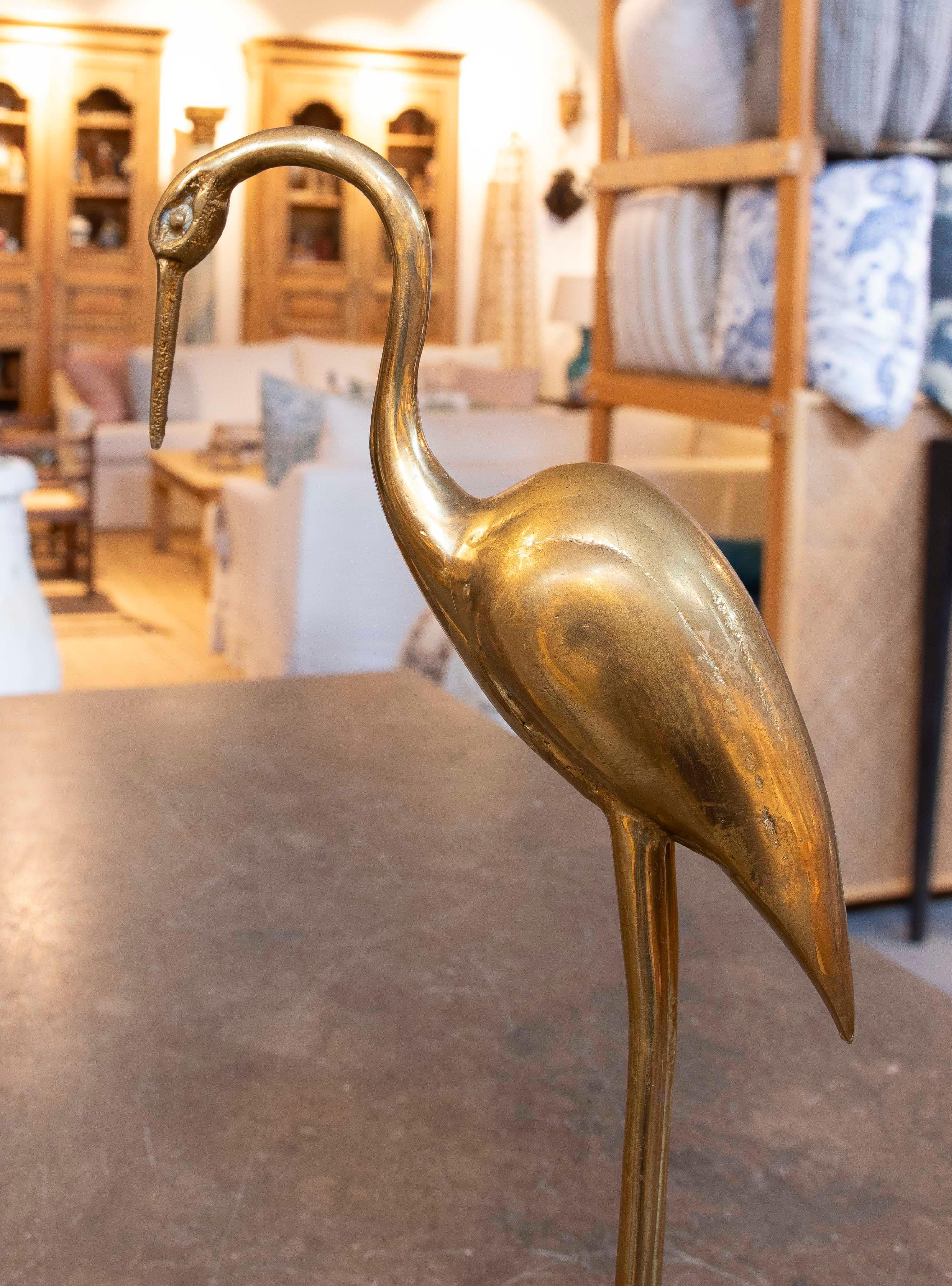 Coppia di figure di aironi in ottone degli anni '70 con design stilizzato in vendita 1