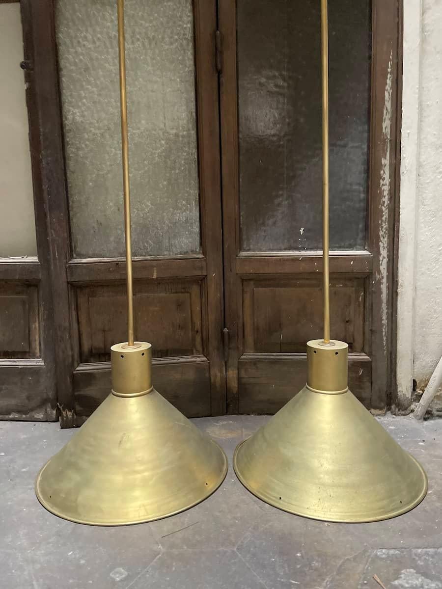 1970s Pair of Brass Pendant Lamps For Sale 6