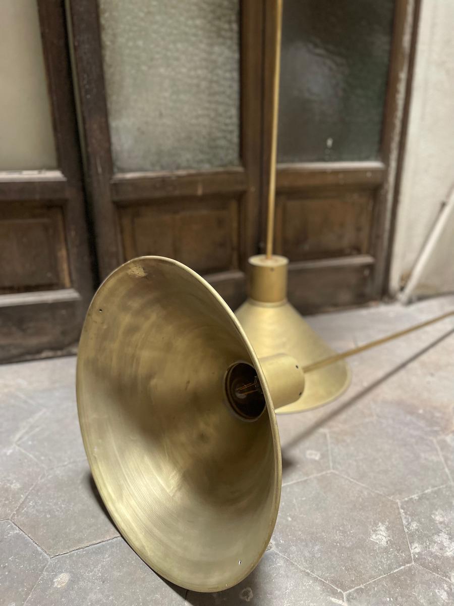 1970s Pair of Brass Pendant Lamps For Sale 4