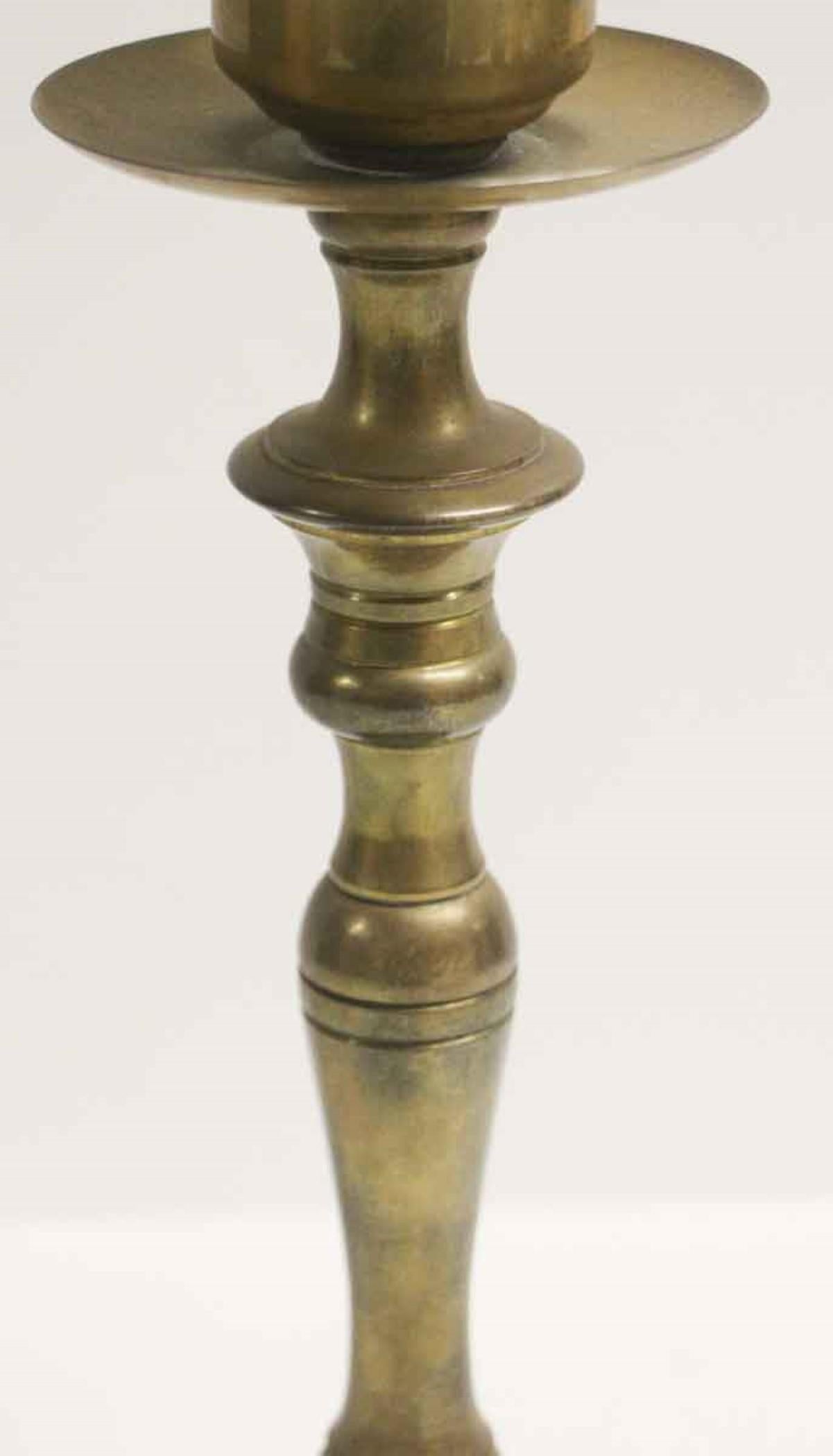 Late 20th Century 1970s Pair of Brass Table Candlesticks