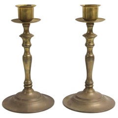 1970s Pair of Brass Table Candlesticks