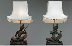 1970s Pair of Bronze Thai-Inspired Table Lamps