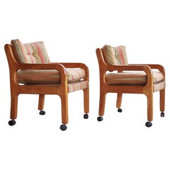 1970 PAIR of Brutalist Mid Century Lounge Side Chairs Armchairs--2 Pieces