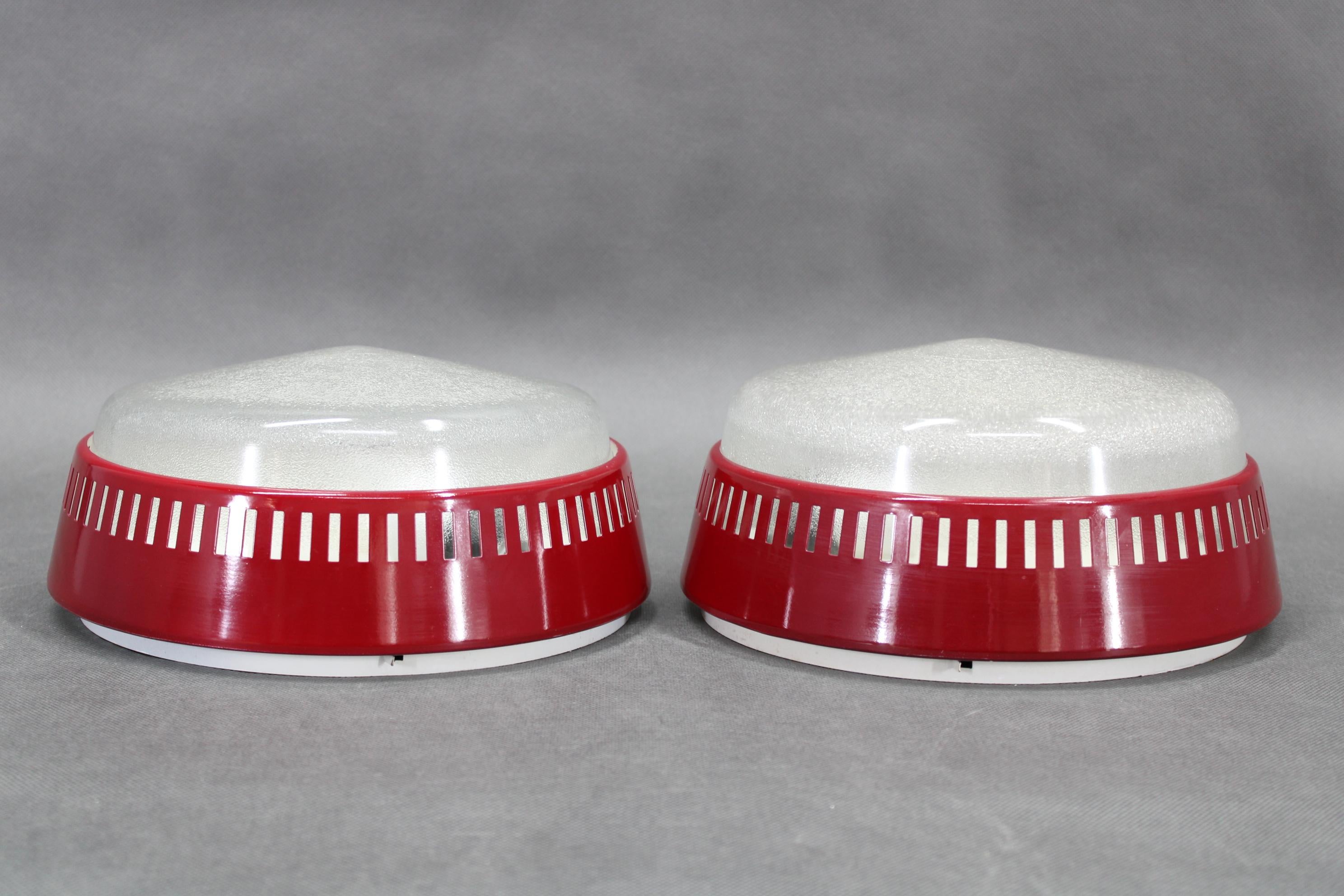 Mid-Century Modern 1970s Pair of Ceiling or Wall Light, Czechoslovakia For Sale