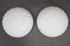 1970s Pair of Ceiling or Wall Lights in Milky Glass, Czechoslovakia