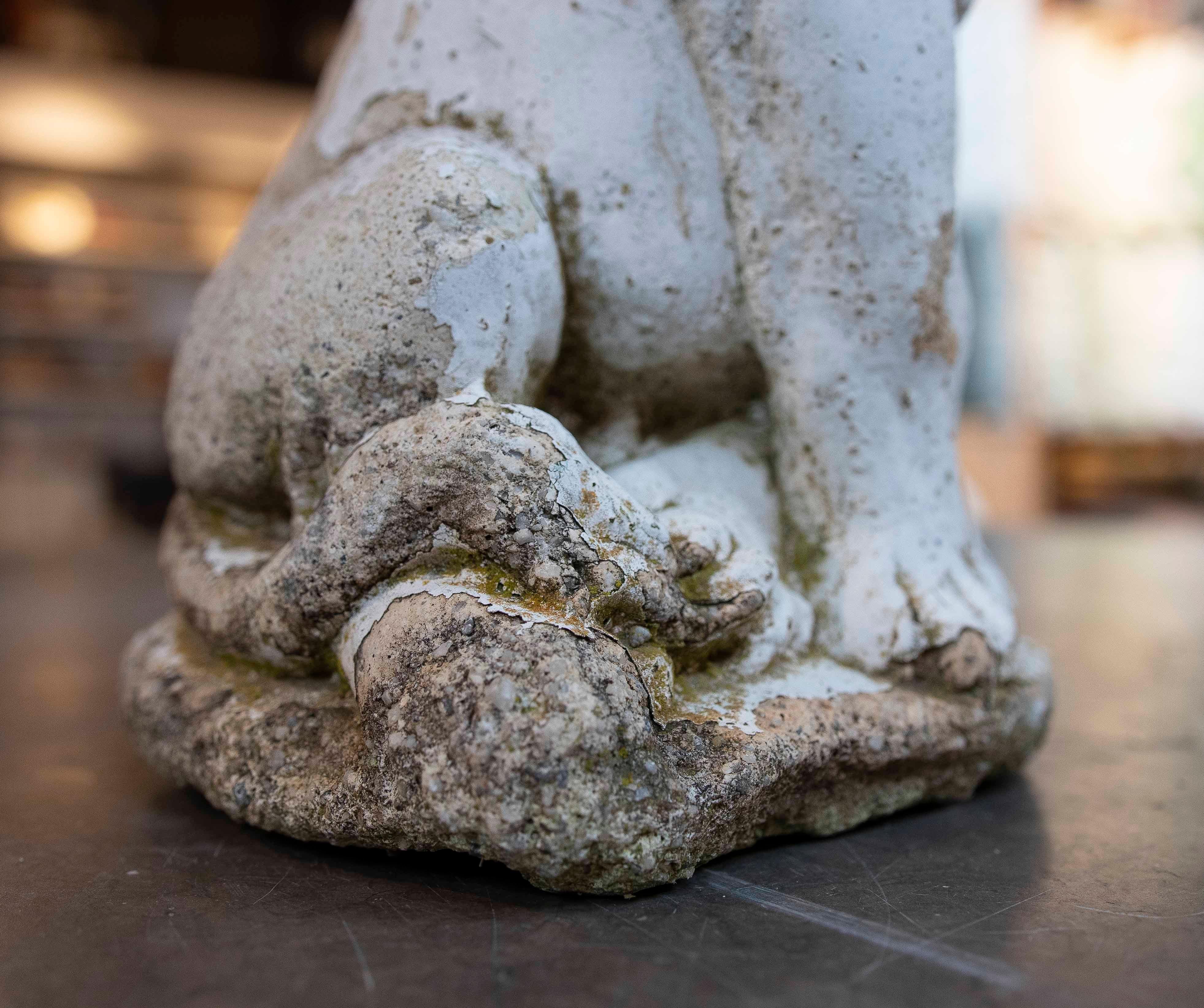 1970s Pair of Cement Lions with Antique Patina For Sale 5