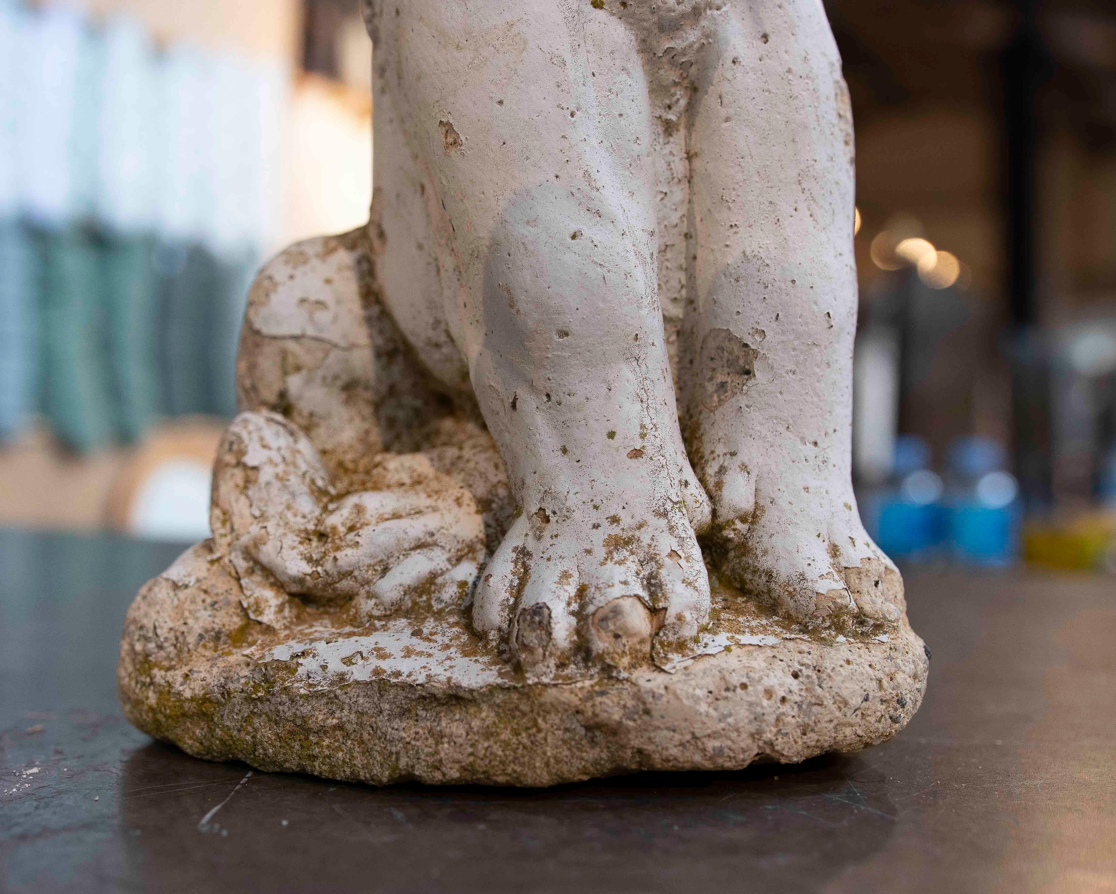 1970s Pair of Cement Lions with Antique Patina For Sale 6