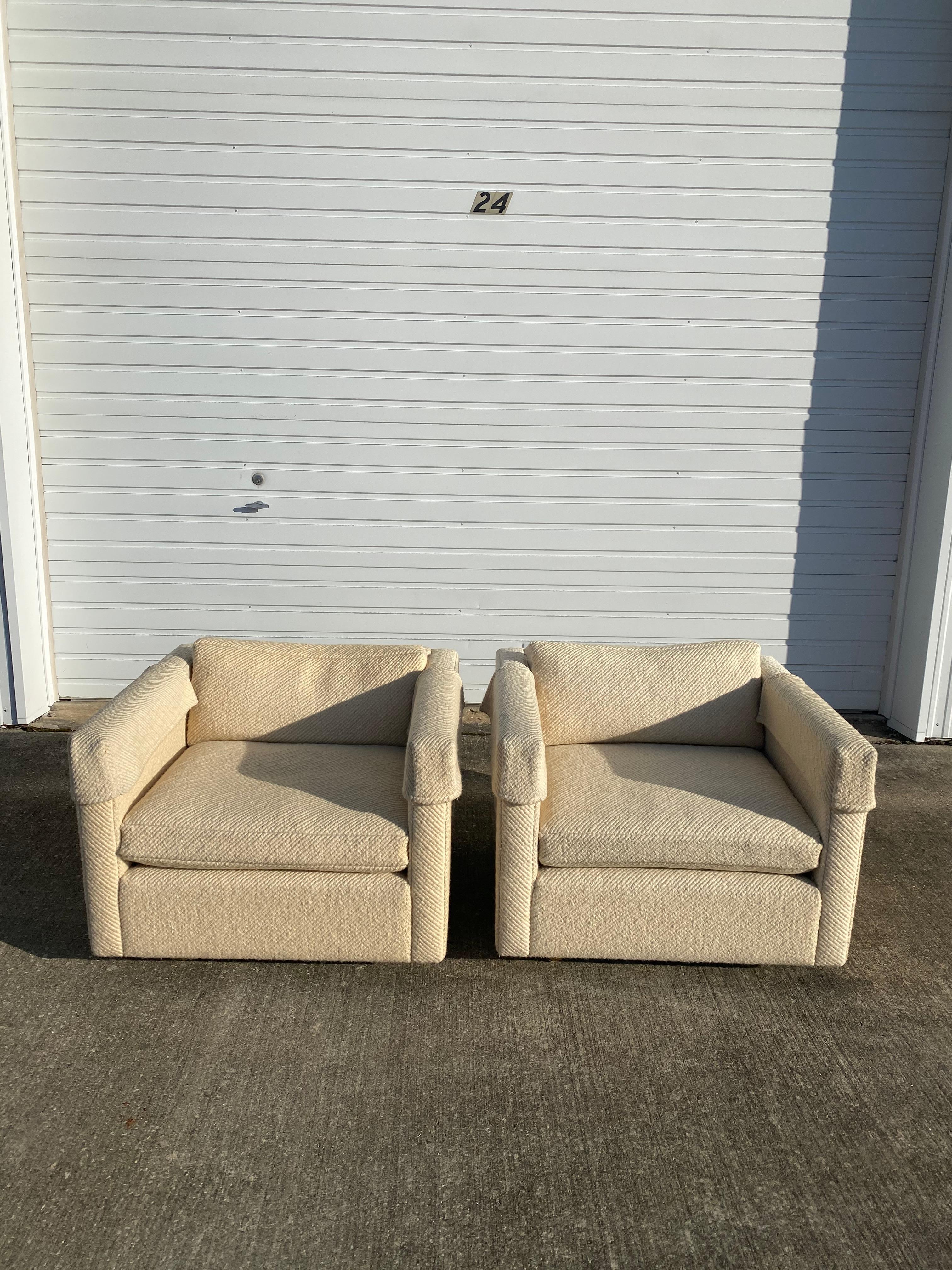 1970s Pair of Charles Pfister Cube Lounge Chairs for Knoll in Original Wool Fabr 5