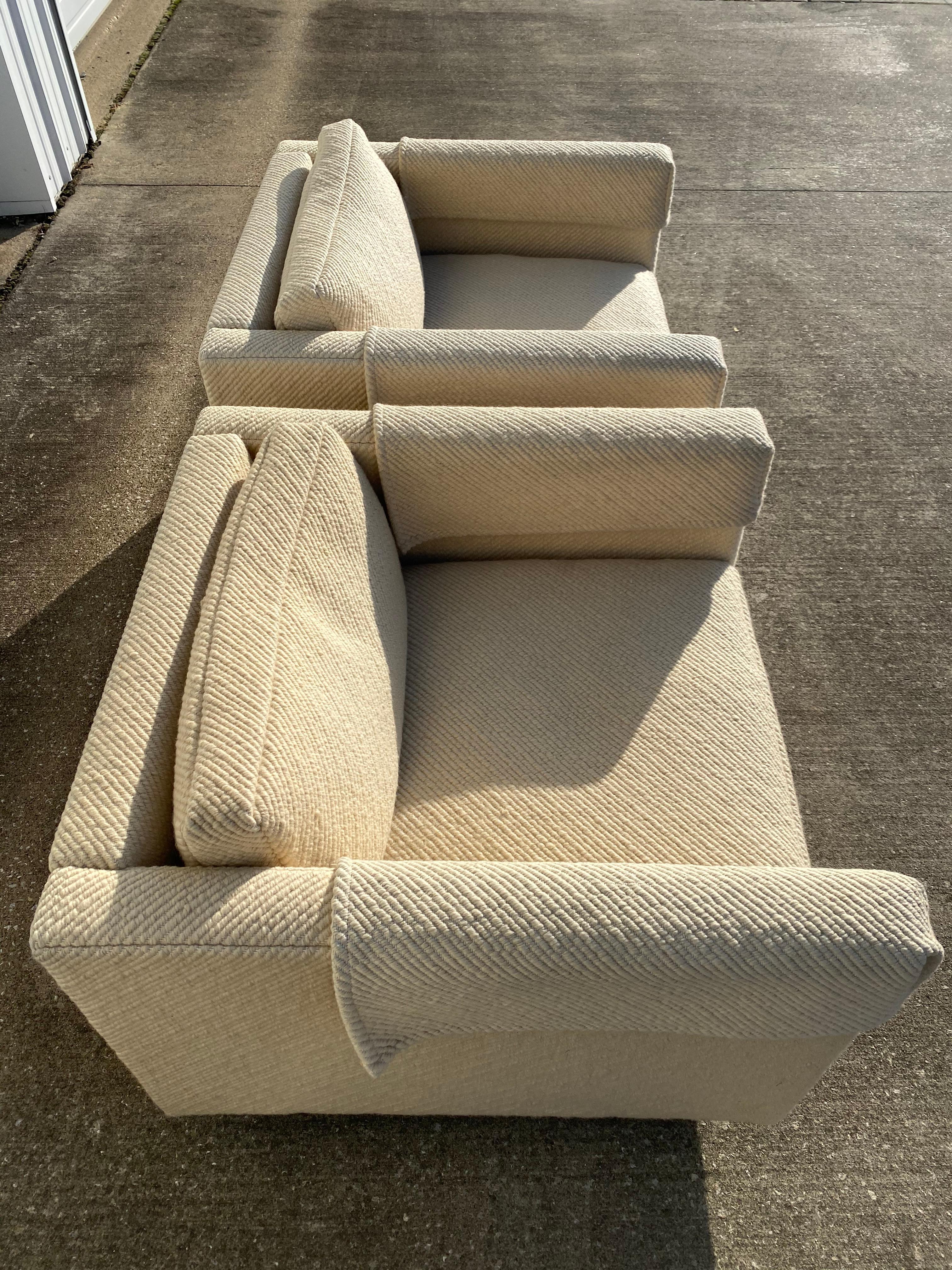 Late 20th Century 1970s Pair of Charles Pfister Cube Lounge Chairs for Knoll in Original Wool Fabr