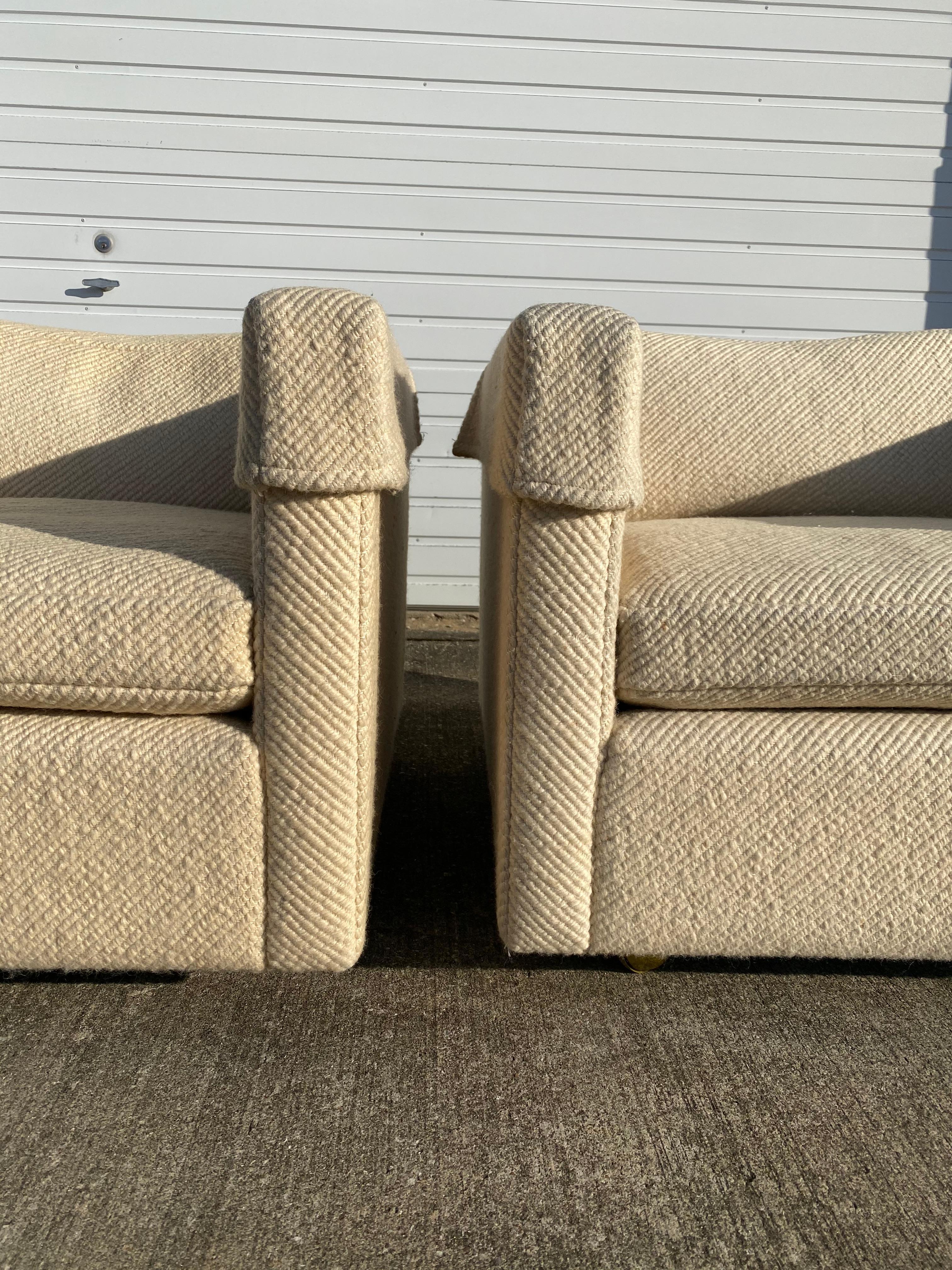 1970s Pair of Charles Pfister Cube Lounge Chairs for Knoll in Original Wool Fabr 3