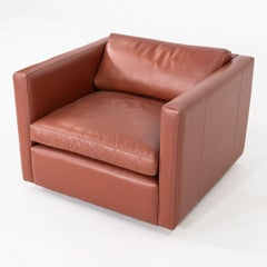 1970s Pair of Charles Pfister for Knoll Lounge Chairs in Brown Leather