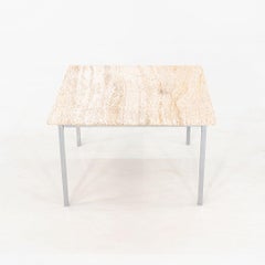 1970s Pair of Chrome and Travertine Side / End Tables Attributed to Knoll