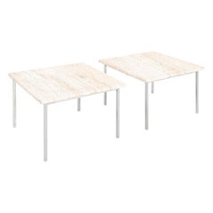 Used 1970s Pair of Chrome and Travertine Side / End Tables Attributed to Knoll