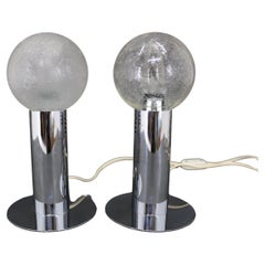 Vintage 1970s Pair of Chrome Plated Lamps, Italy