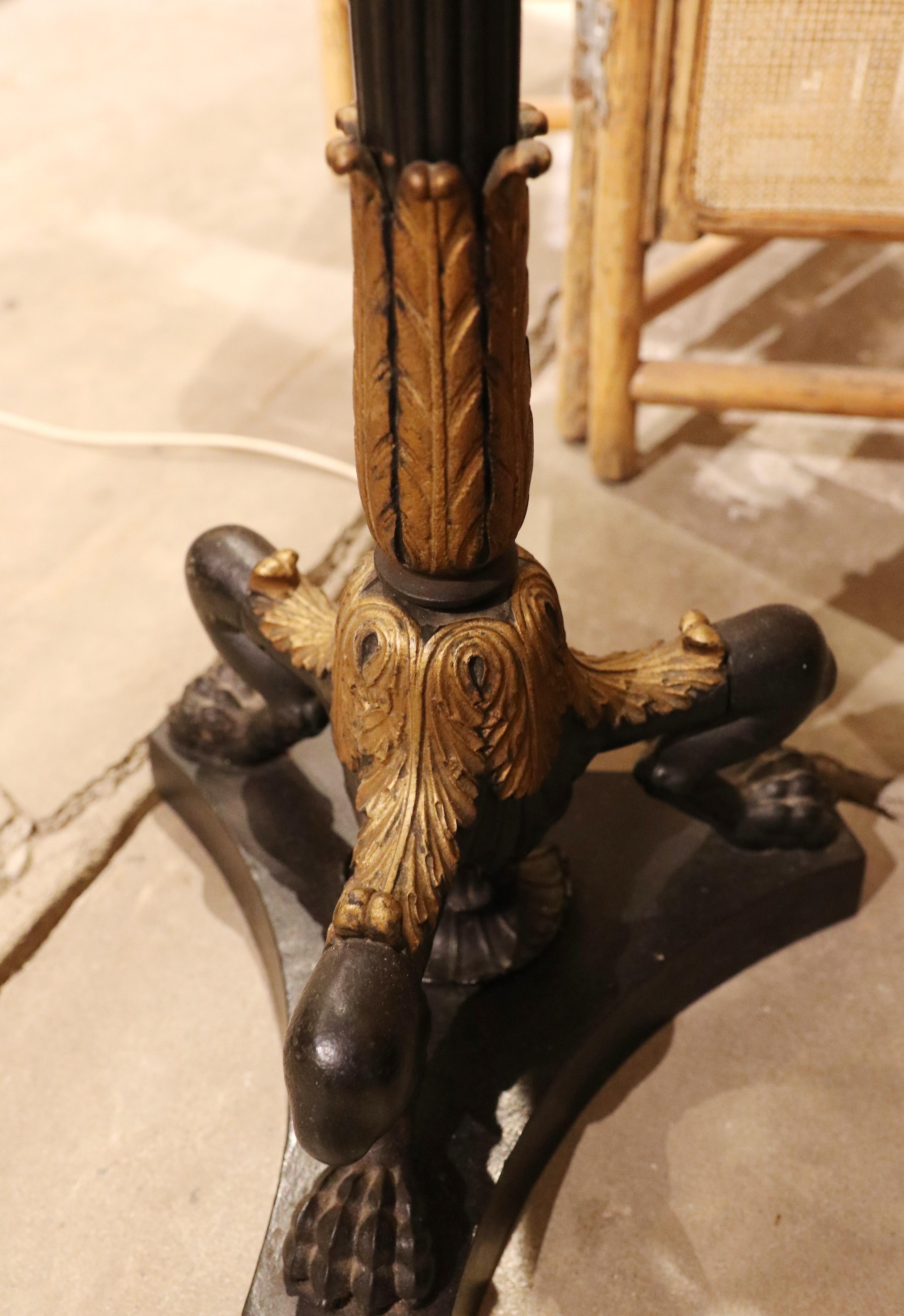 1970s Pair of Classic Bronze Lamps with Lion Claw Feet. France 6