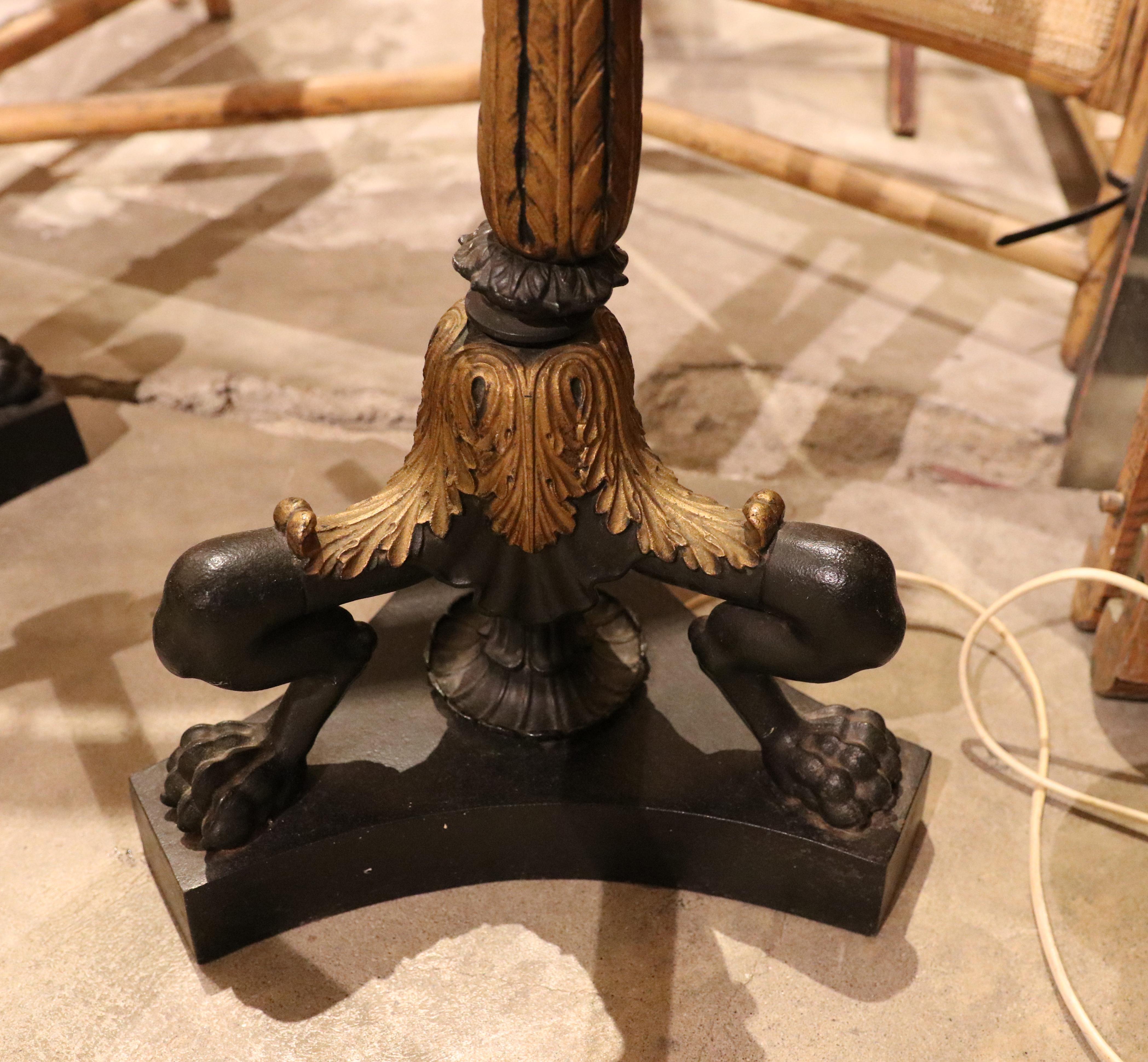 1970s Pair of Classic Bronze Lamps with Lion Claw Feet. France 3