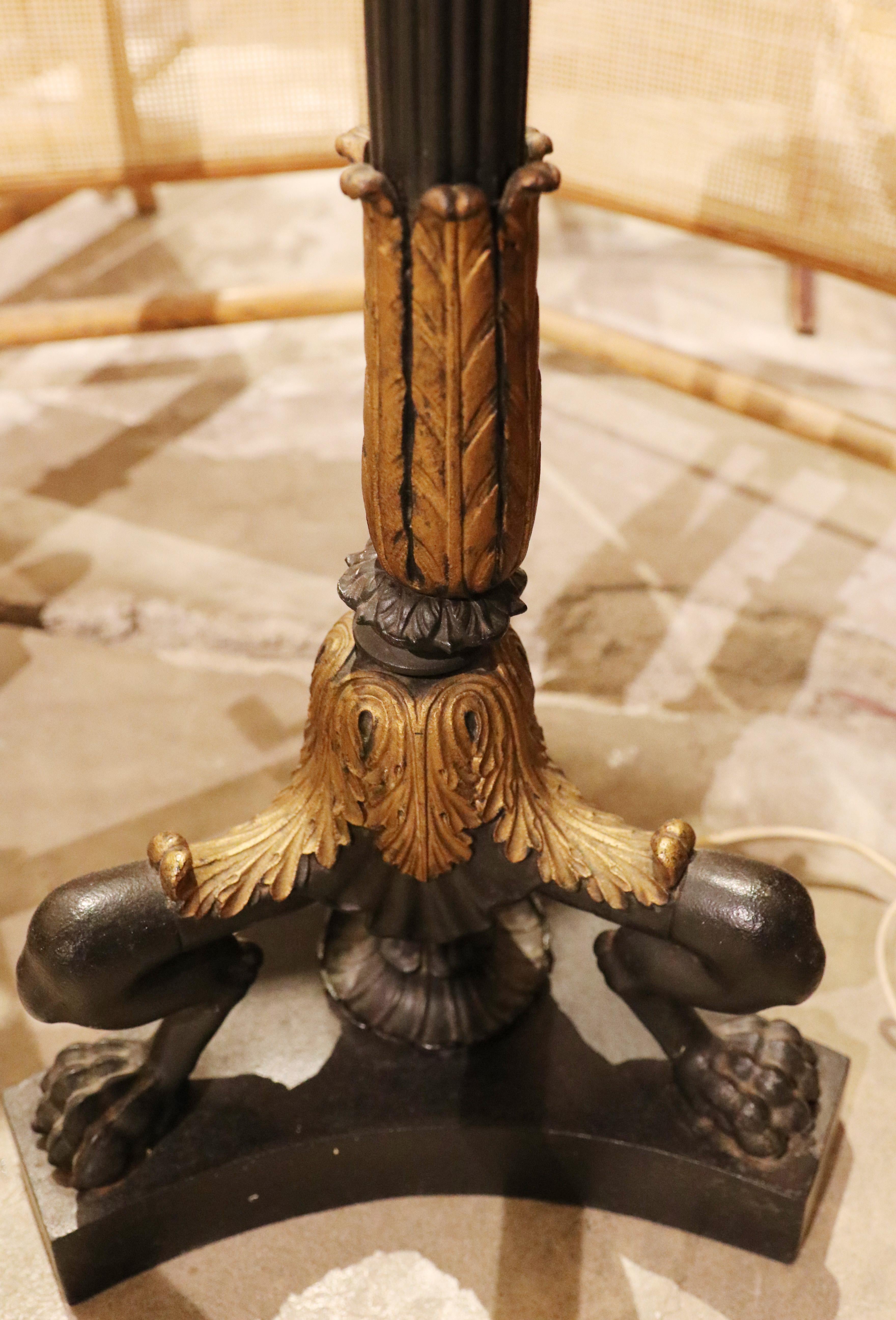 1970s Pair of Classic Bronze Lamps with Lion Claw Feet. France 4