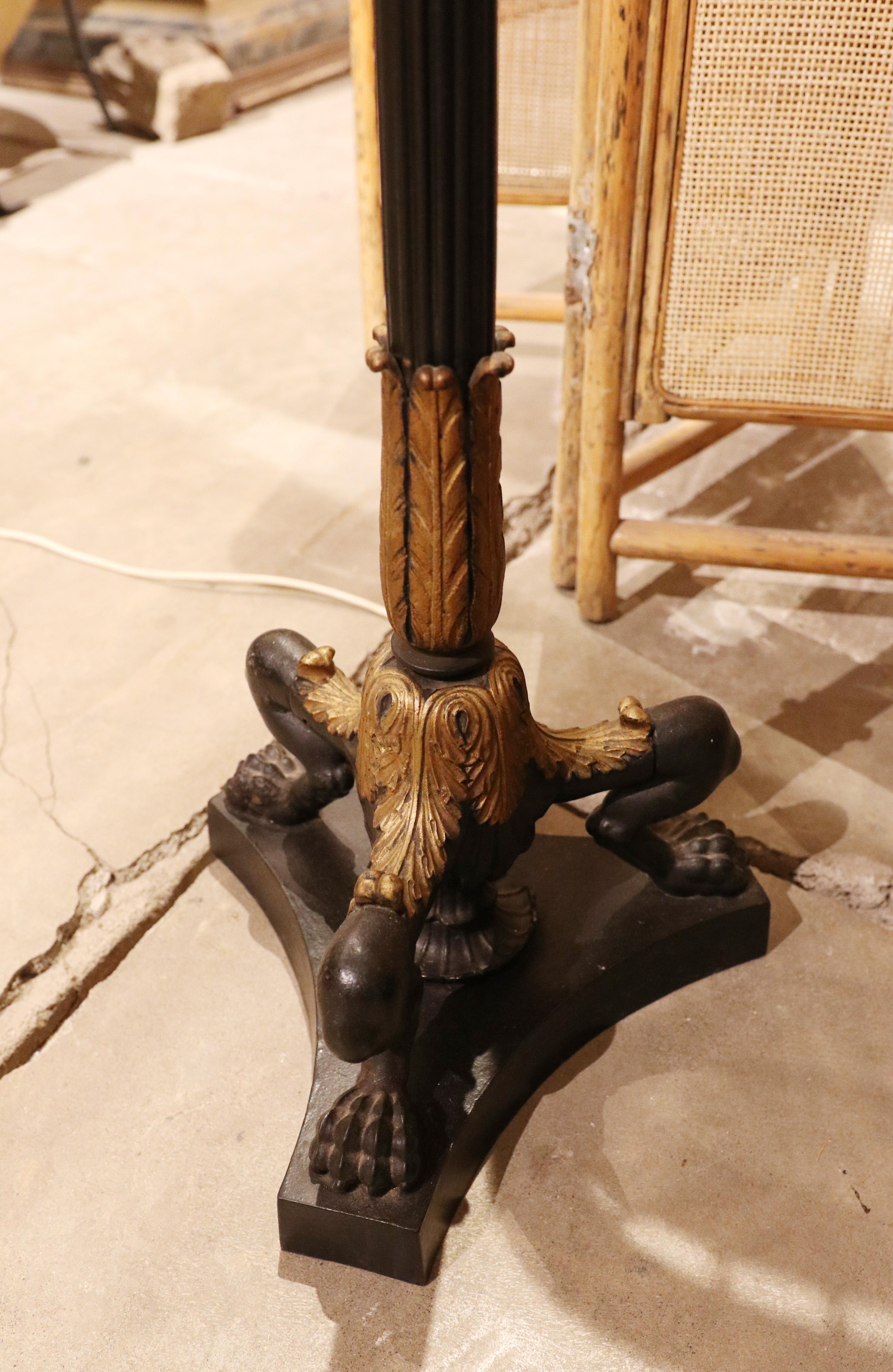1970s Pair of Classic Bronze Lamps with Lion Claw Feet. France 5