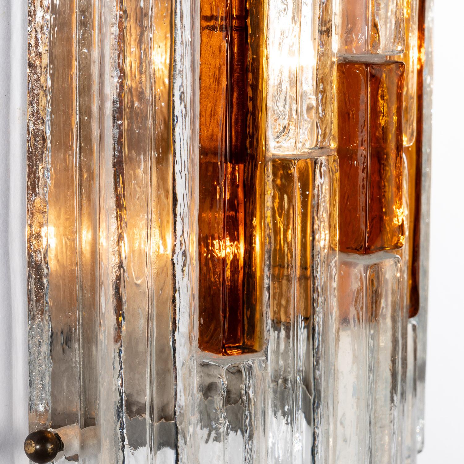 1970s, Pair of Clear Murano Glass Sconces by Poliarte For Sale 4