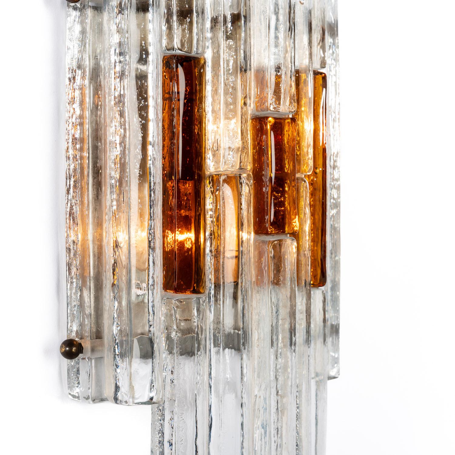 1970s, Pair of Clear Murano Glass Sconces by Poliarte In Good Condition For Sale In Schoorl, NL