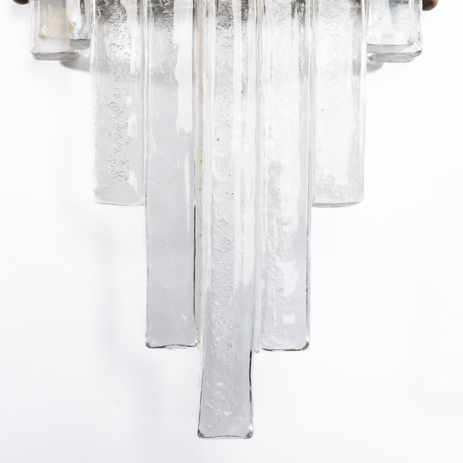 1970er, Paar Wandleuchter aus klarem Murano-Glas von Poliarte im Angebot 2