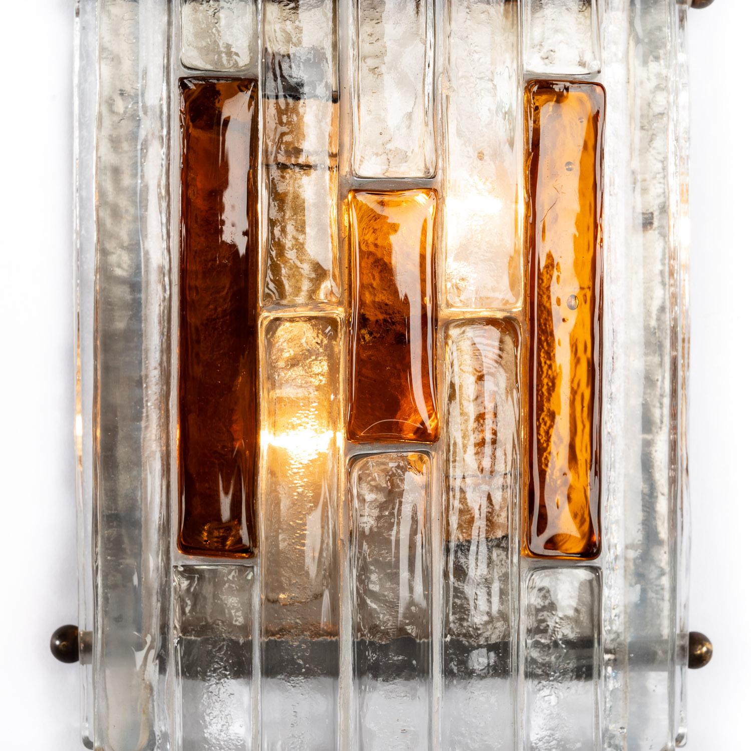1970er, Paar Wandleuchter aus klarem Murano-Glas von Poliarte im Angebot 3