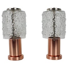 Vintage 1970s Pair of Copper Table Lamps by Kamenický Šenov, Czechoslovakia