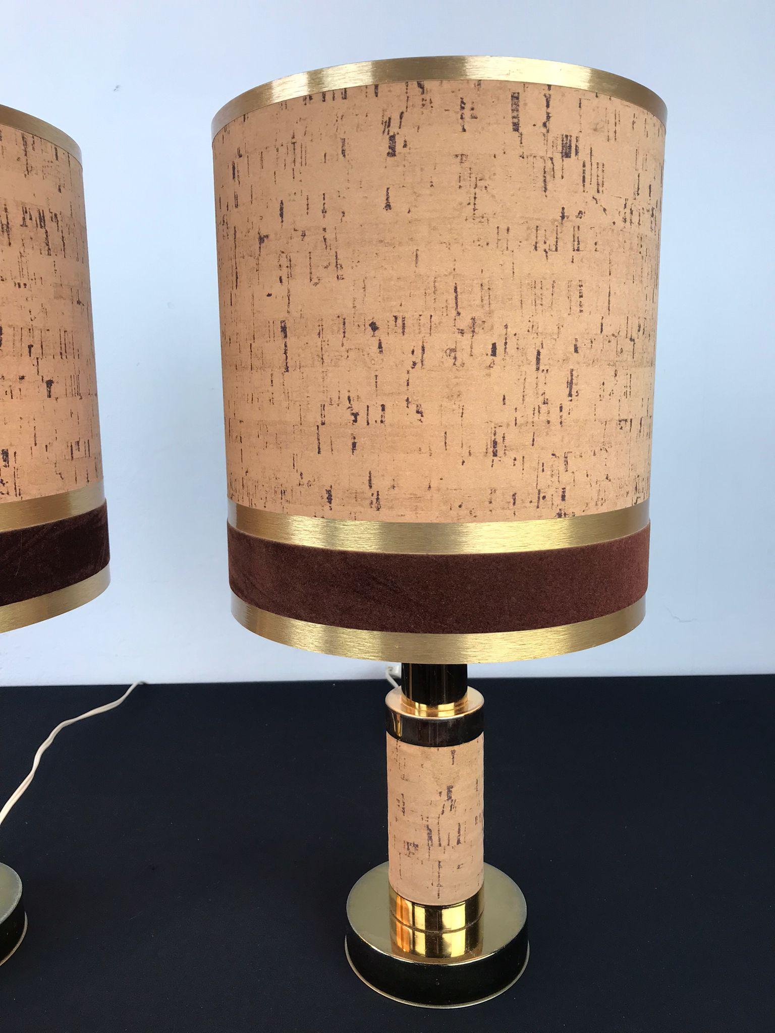 1970s Pair of Cork Table Lamps 4