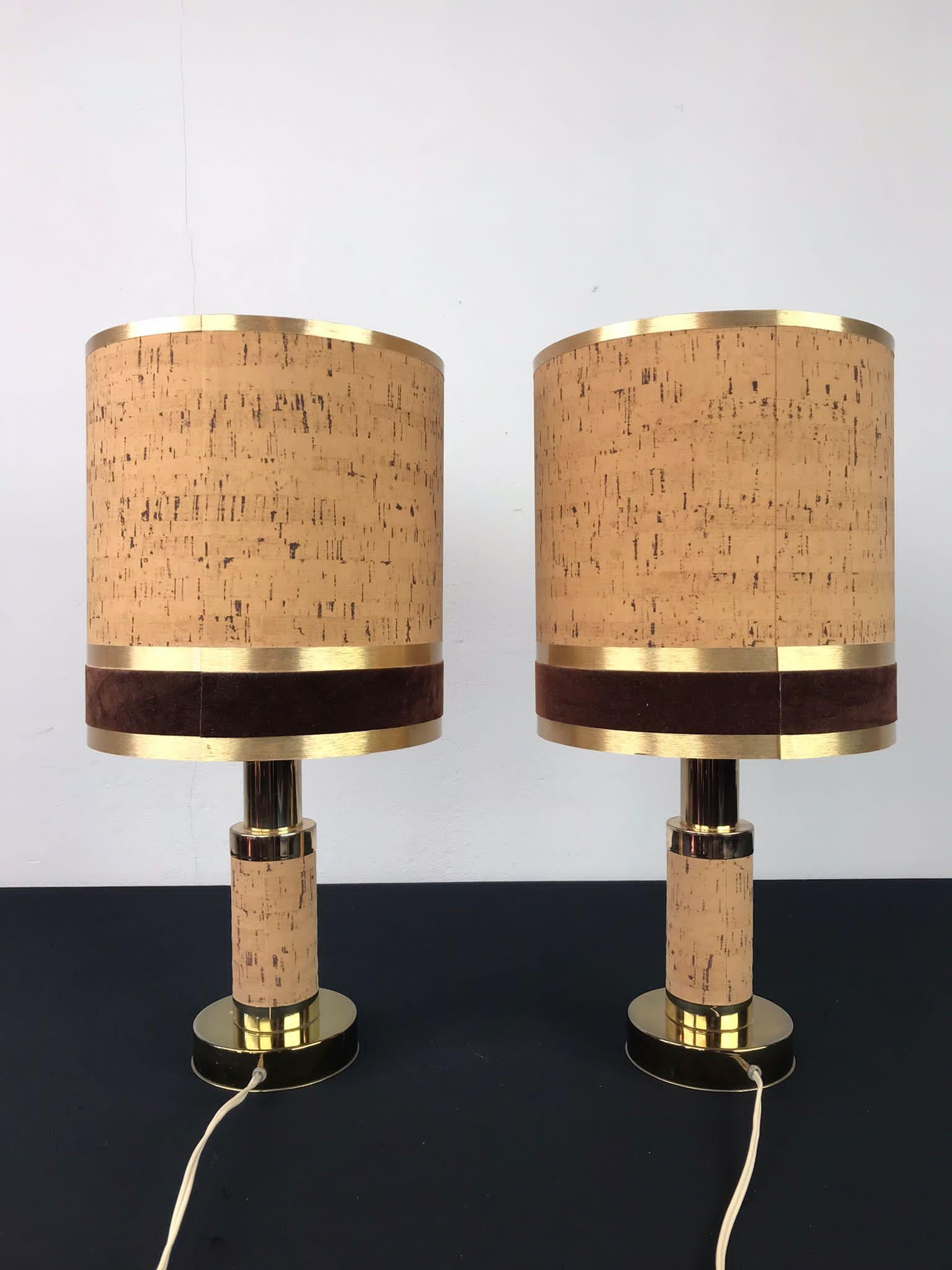 1970s Pair of Cork Table Lamps 7