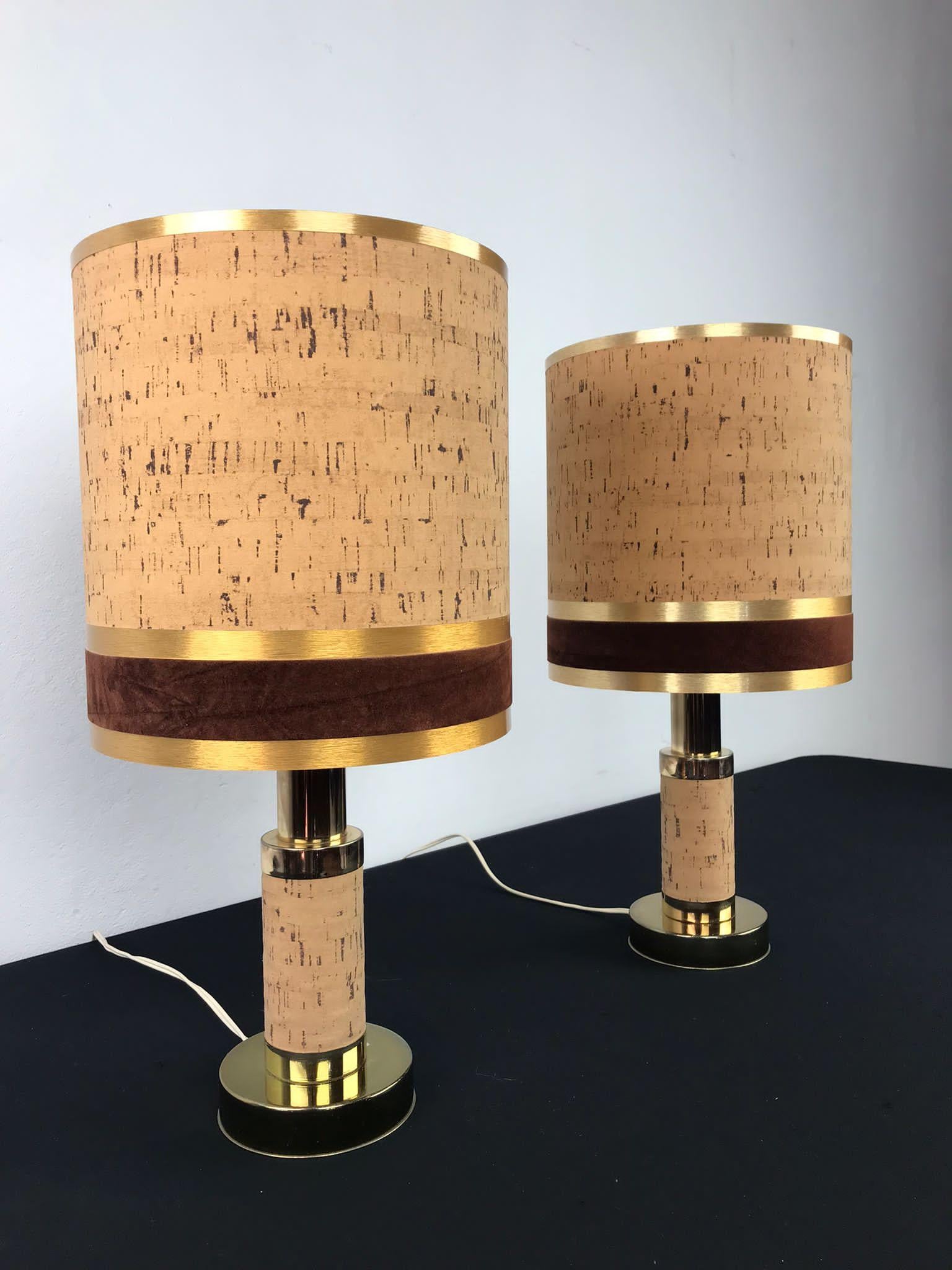 Organic Modern 1970s Pair of Cork Table Lamps