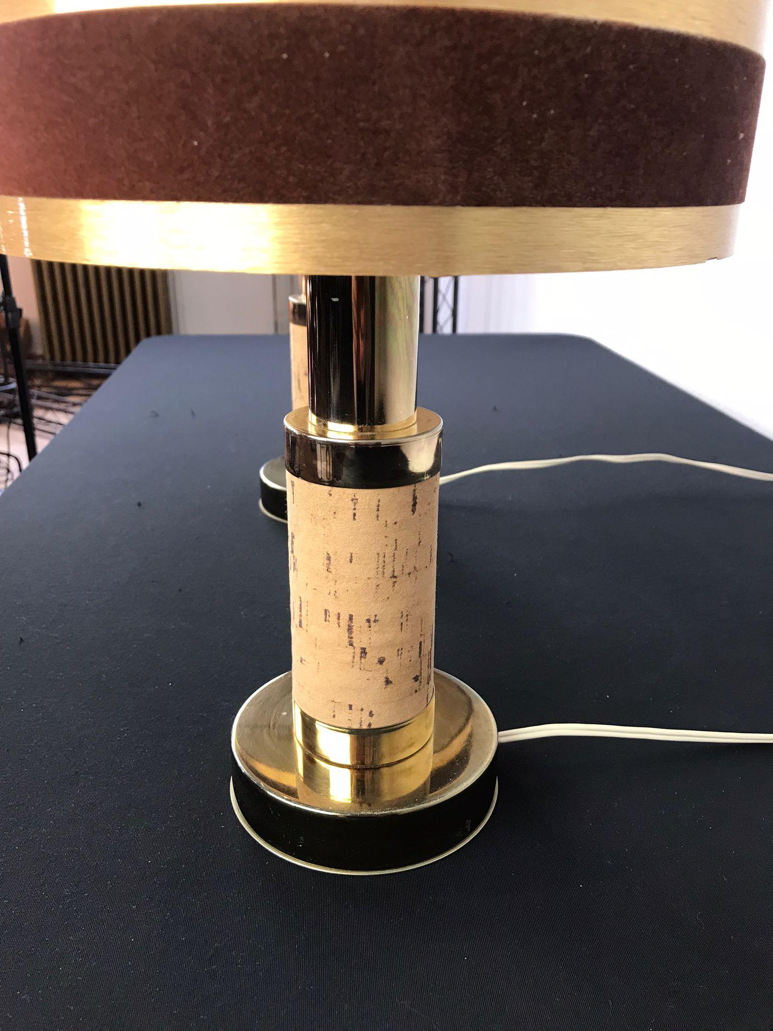 1970s Pair of Cork Table Lamps In Good Condition In Antwerp, BE