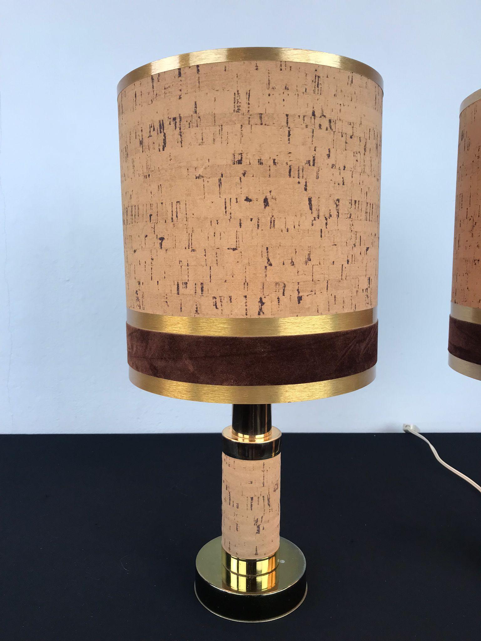 20th Century 1970s Pair of Cork Table Lamps