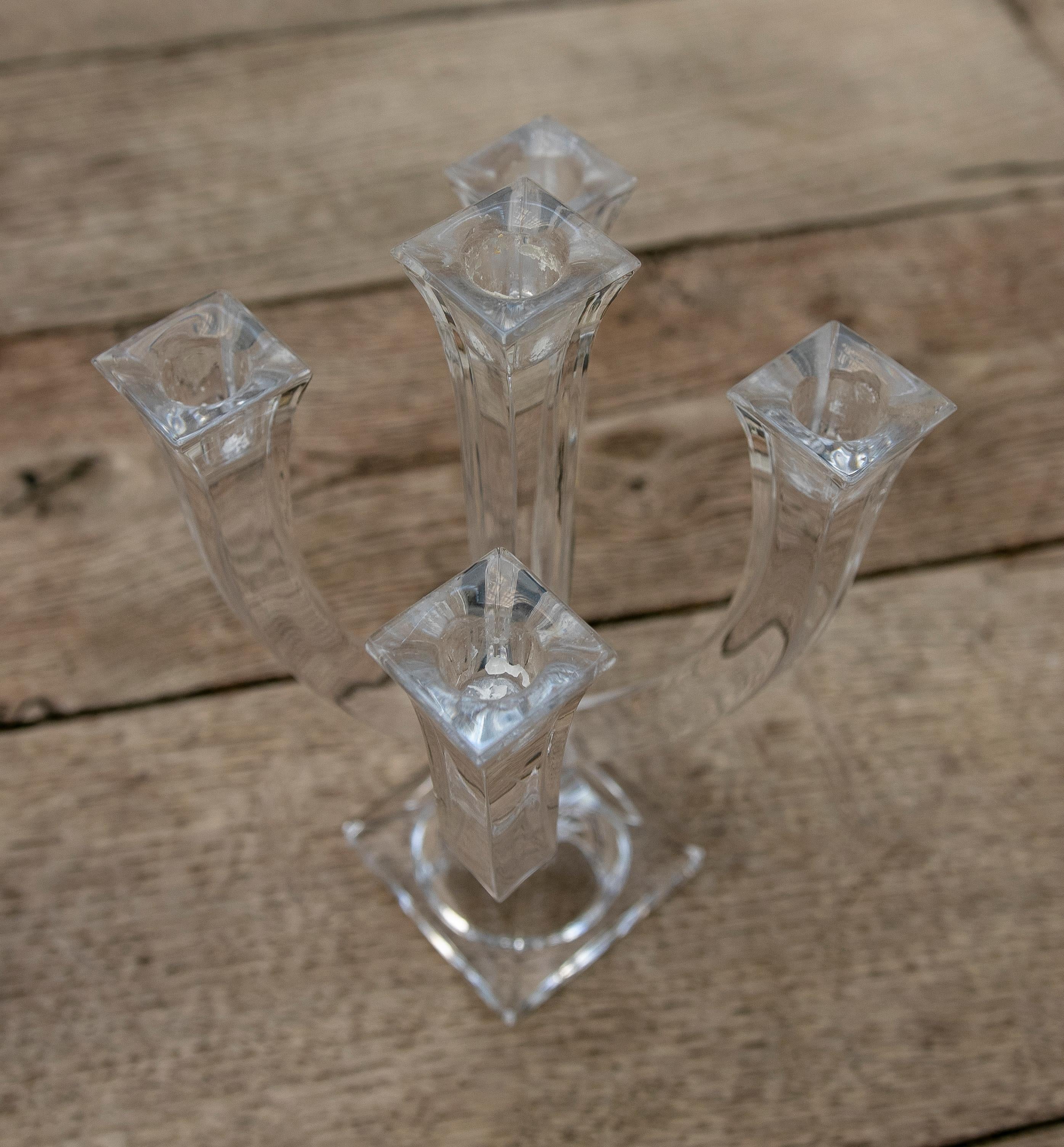 Paar Kristall-Kerzenständer aus den 1970er Jahren mit fünf Armen im Angebot 7