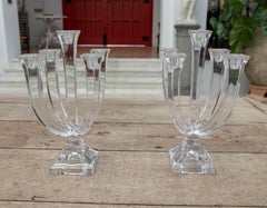 Paar Kristall-Kerzenständer aus den 1970er Jahren mit fünf Armen